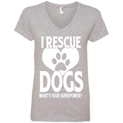 I Rescue Dogs What's Your Superpower V-Neck Tee