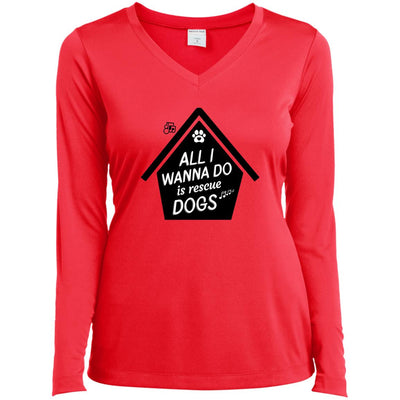 All  I Wanna Do Is Rescue Dogs Long Sleeve V-Neck Tee
