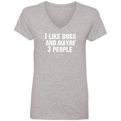 I Like Dogs and Maybe 3 People V-Neck Tee