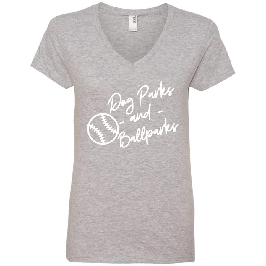 Dog Parks And Ballparks V-Neck Tee