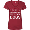 Easily Distracted By Dogs V-Neck Tee