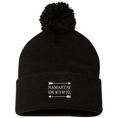 Namast'ay Home With My Dog Knit Pom Beanie