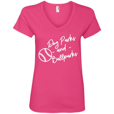 Dog Parks And Ballparks V-Neck Tee