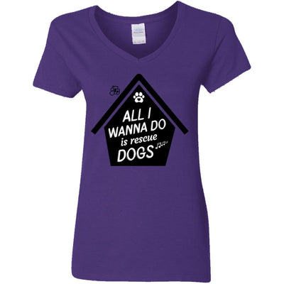 All  I Wanna Do Is Rescue Dogs V-Neck Tee