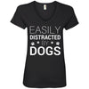 Easily Distracted By Dogs V-Neck Tee
