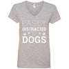 Easily Distracted By Dogs V-Neck Tee