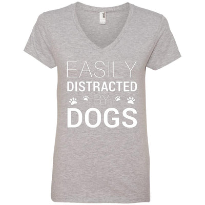 Easily Distracted By Dogs V-Neck Tee