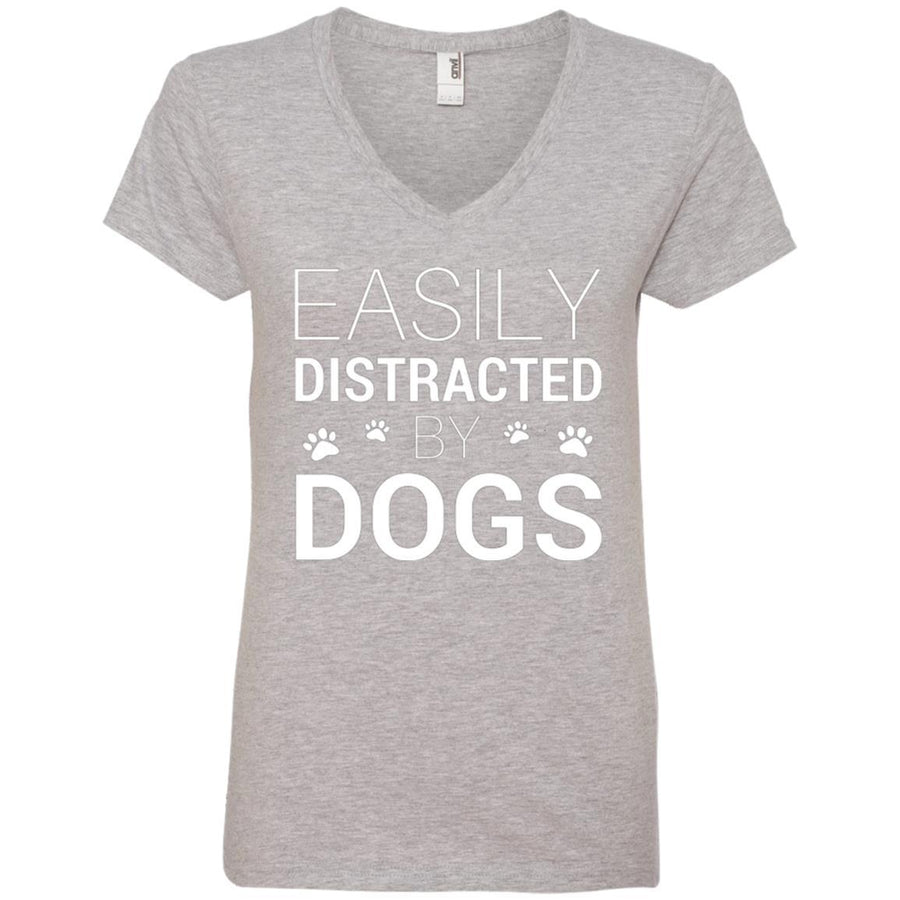 Easily Distracted By Dogs V-Neck Tee