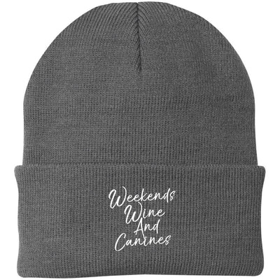 Weekends, Wine And Canines Knit Beanie
