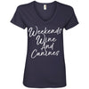 Weekends Wine And Canines V-Neck Tee