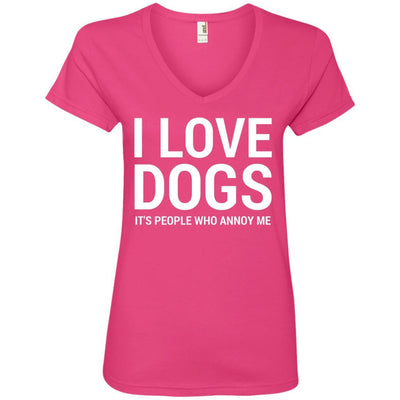 I Love Dogs, It's People Who Annoy Me V-Neck Tee