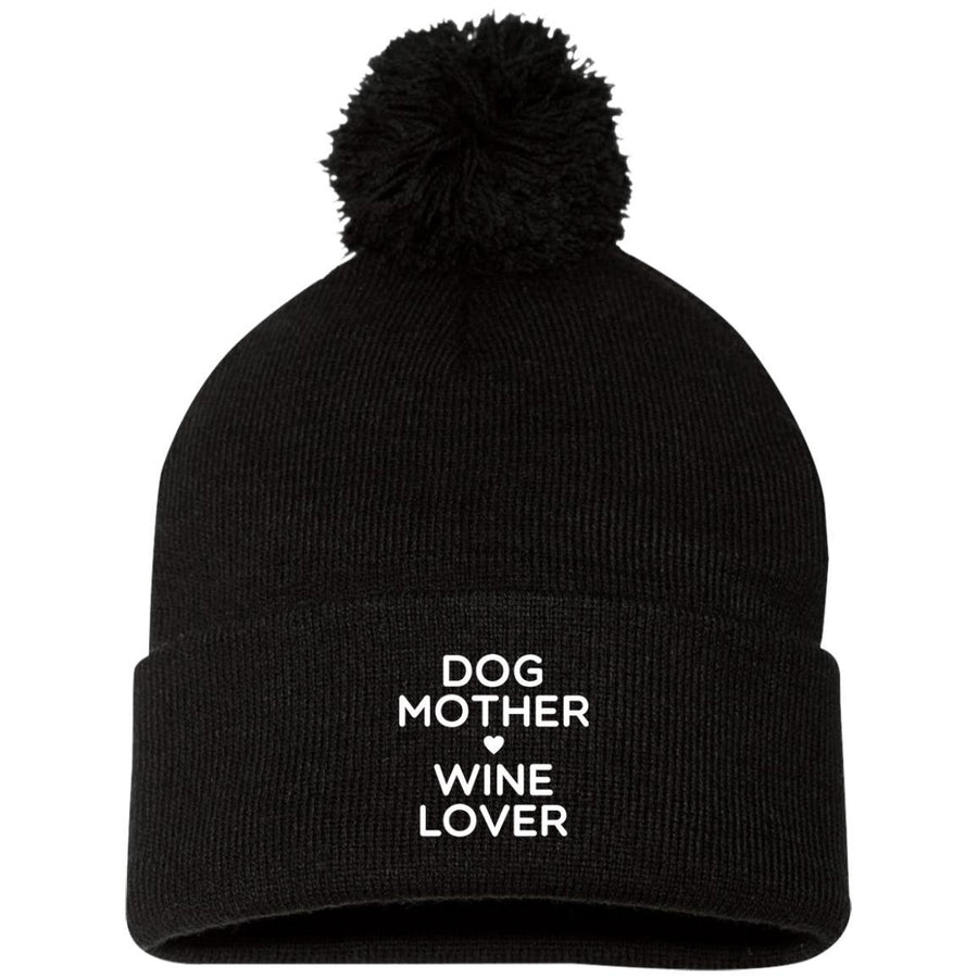 Dog Mother Wine Lover Knit Pom Beanie