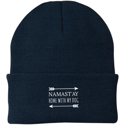 Namast'ay Home With My Dog Knit Beanie