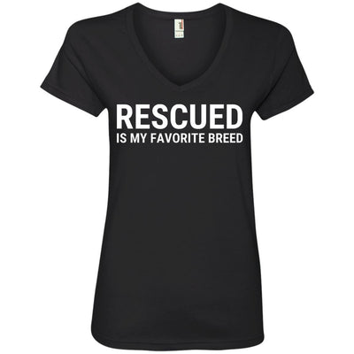 Rescued Is My Favorite Breed V-Neck Tee