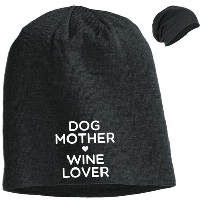 Dog Mother Wine Lover Slouchy Beanie