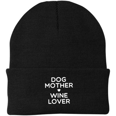 Dog Mother Wine Lover Knit Beanie