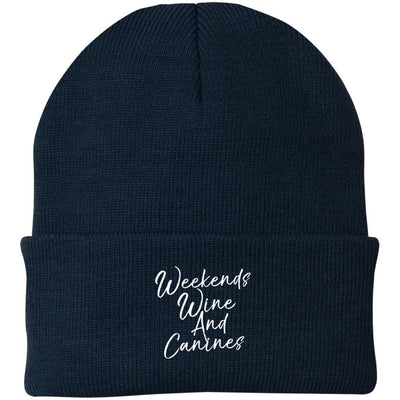 Weekends, Wine And Canines Knit Beanie