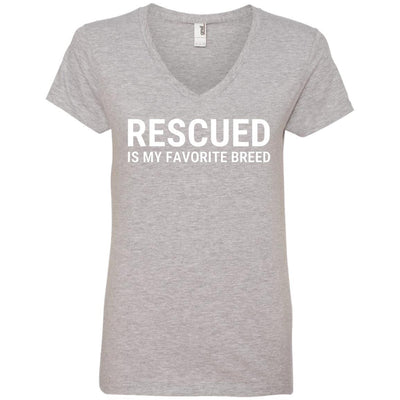 Rescued Is My Favorite Breed V-Neck Tee
