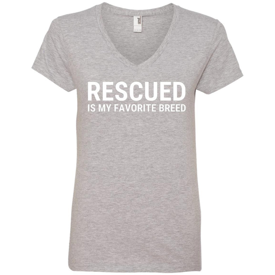 Rescued Is My Favorite Breed V-Neck Tee