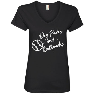 Dog Parks And Ballparks V-Neck Tee