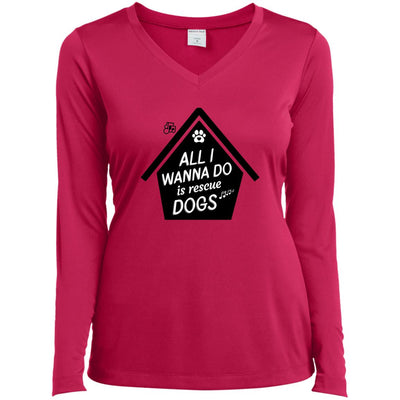 All  I Wanna Do Is Rescue Dogs Long Sleeve V-Neck Tee