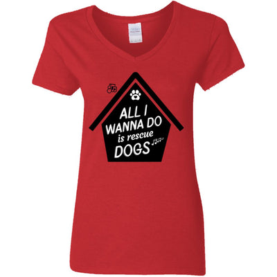 All  I Wanna Do Is Rescue Dogs V-Neck Tee
