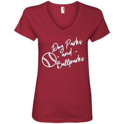 Dog Parks And Ballparks V-Neck Tee