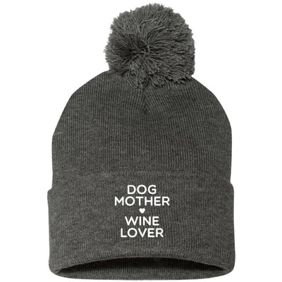 Dog Mother Wine Lover Knit Pom Beanie