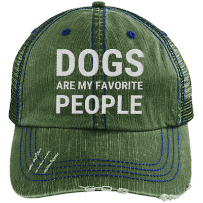 Dogs Are My Favorite People Hat Distressed Trucker Cap