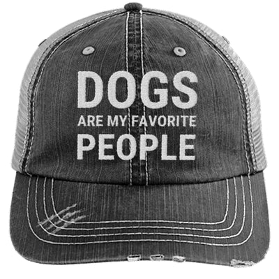 Dogs Are My Favorite People Hat Distressed Trucker Cap