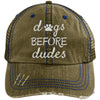 DOGS BEFORE DUDES DISTRESSED TRUCKER CAP