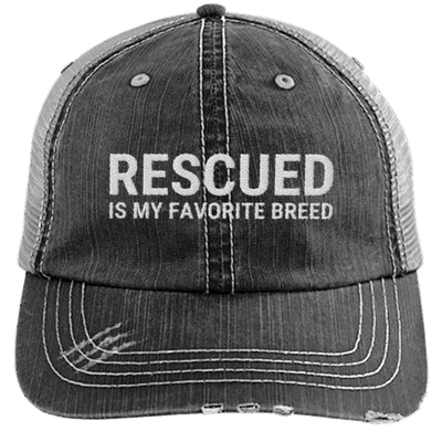 Rescued Is My Favorite Breed Distressed Trucker Cap
