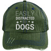 EASILY DISTRACTED BY DOGS DISTRESSED TRUCKER CAP