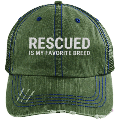 Rescued Is My Favorite Breed Distressed Trucker Cap