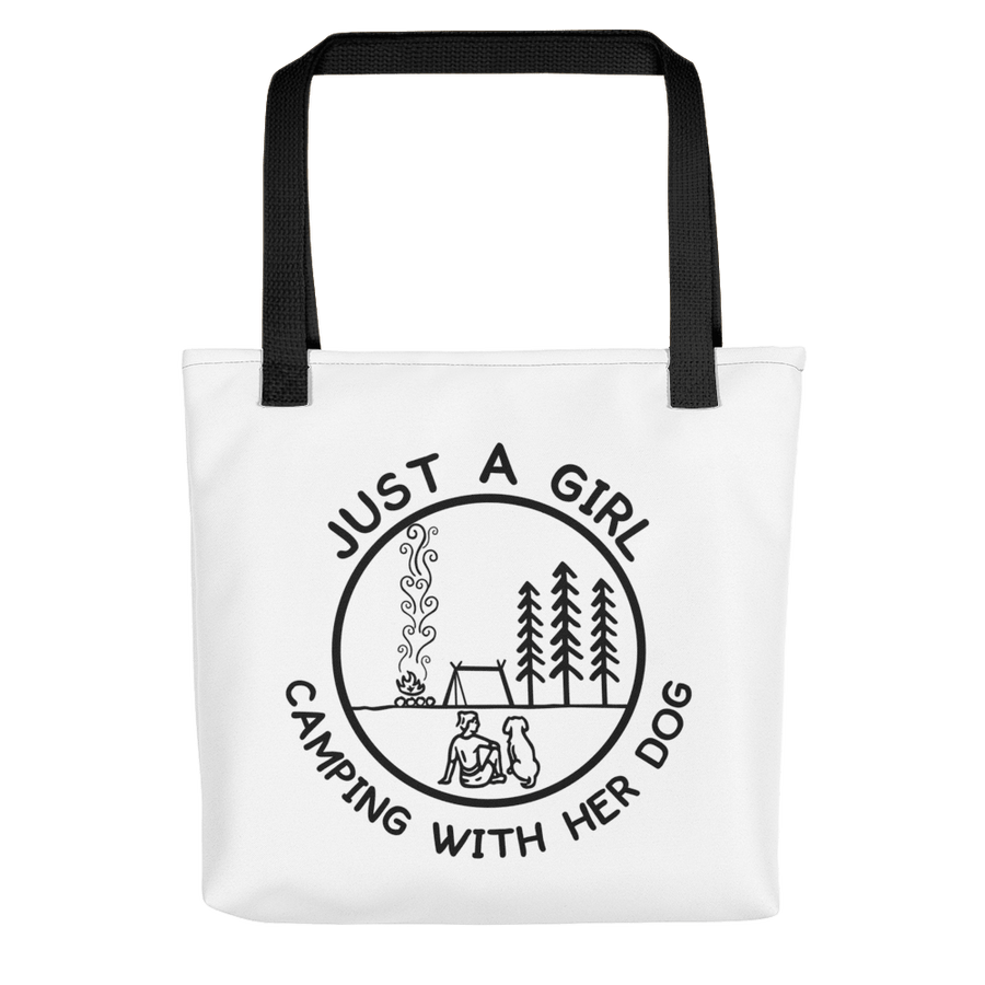 Just A Girl Camping With her Dog Tote bag